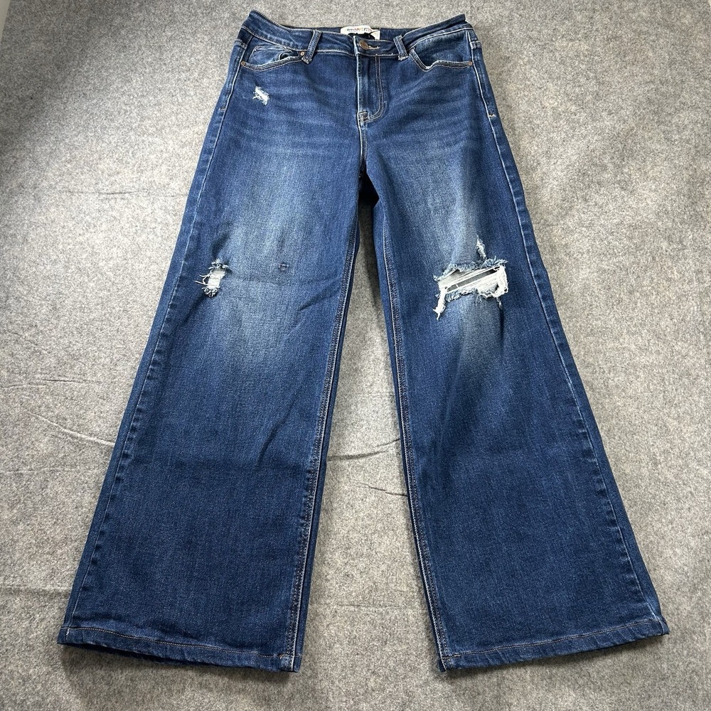 Freckled Poppy Risen Wide Leg Jeans Size 9 31X28 Stretch Denim Western Boho